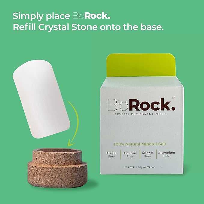 Crystal Natural Deodorant Refill * 2 Packs - Unscented Plastic & Aluminum Free Salt Stick Deodorant for Women & Men Eco-Friendly, Sustainable, Zero Waste 4.25 oz * 2