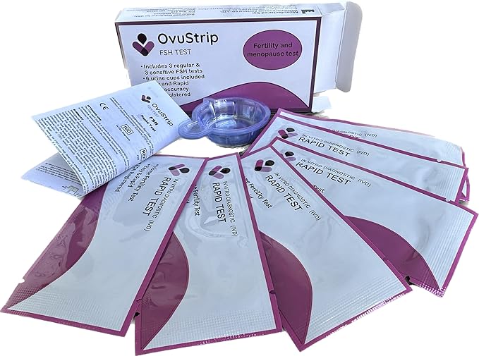 FSH (Follicle stimulating Hormone)- The ONLY Rapid Urine Test That has Both 3 Ultra-Sensitive Tests (10mIU/ml) + 3 Regular Tests * FDA Registered *Checks Ovarian Reserve *Tests for Menopause