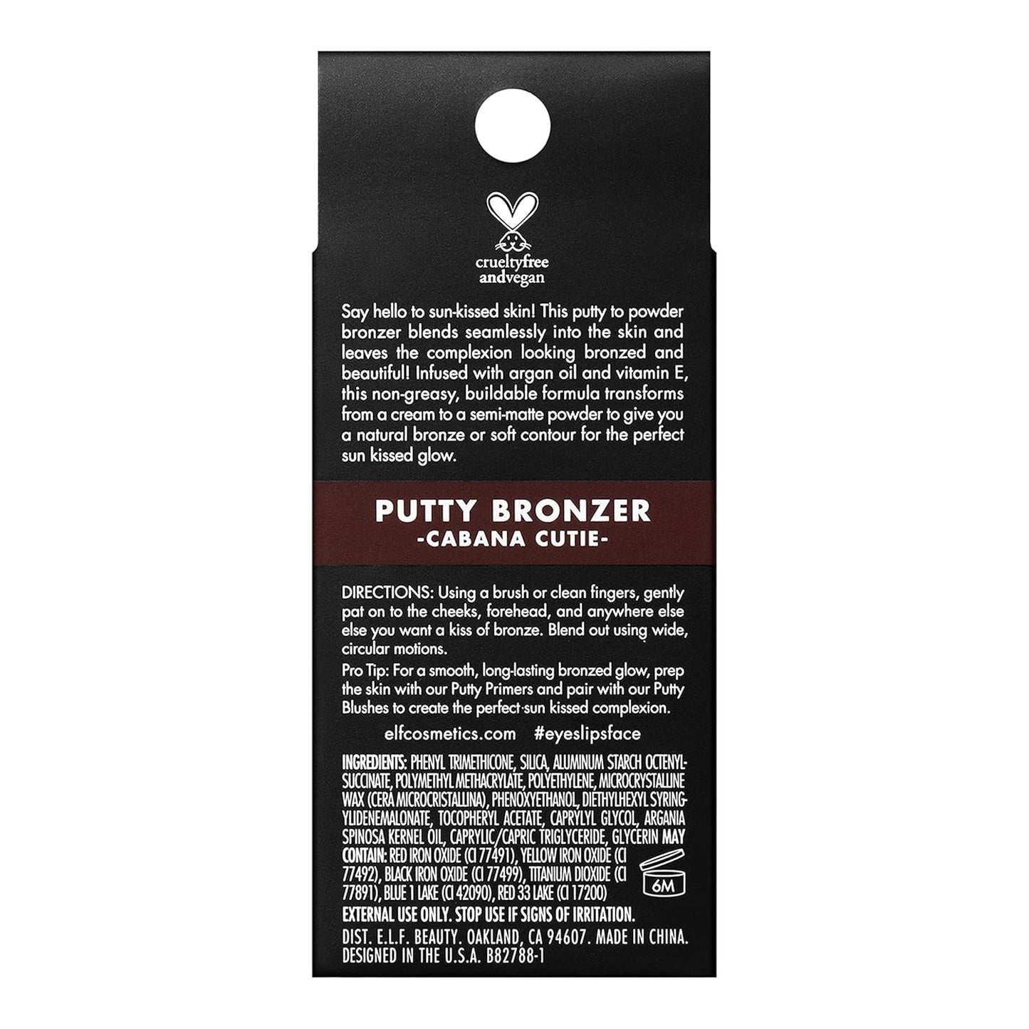 e.l.f. Putty Bronzer, Creamy & Highly Pigmented Formula, Creates a Long-Lasting Bronzed Glow, Infused with Argan Oil & Vitamin E, Cabana Cutie, 0.35 Oz (10g)
