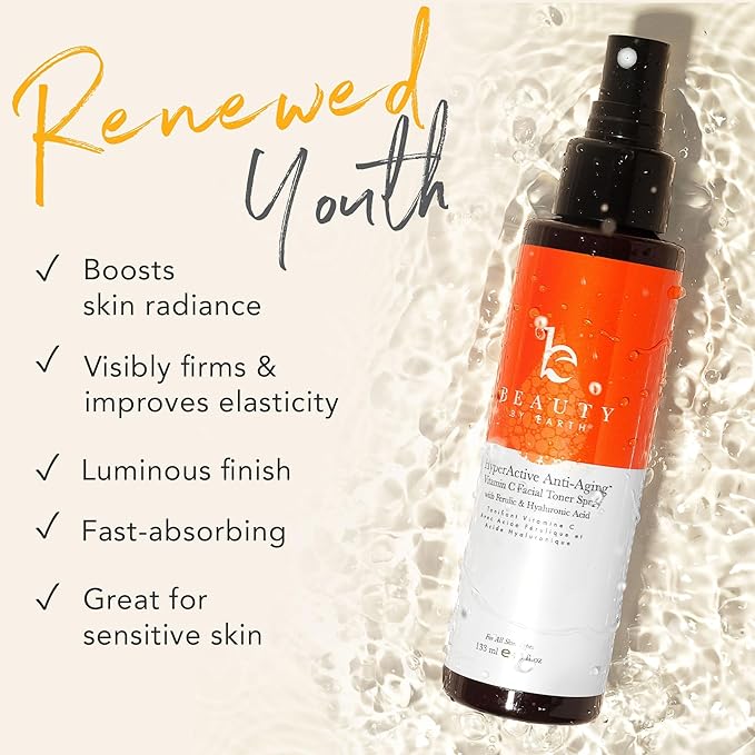 Beauty by Earth Vitamin C Face Cream, Serum and Toner - USA Made with Organic & Natural Ingredients