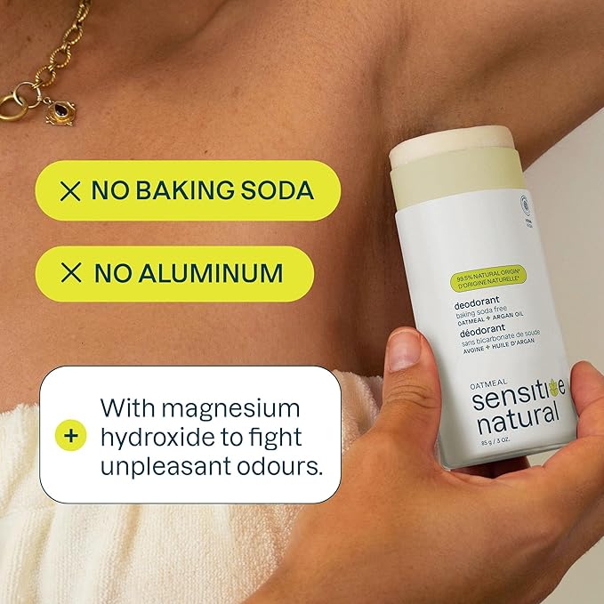 ATTITUDE Baking Soda Free Deodorant for Sensitive Skin with Oatmeal and Argan Oil, EWG Verified, Aluminum Free, Plastic-Free, 3 Ounces (Pack of 6)