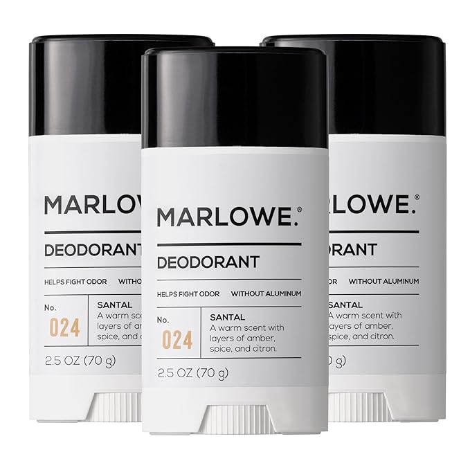 No.024 Mens Santal Deodorant 2.5 oz (3pack), Natural Deodorant for Men, Aluminum Free Stick, Made with Coconut Oil, Shea Butter & Jojoba, Warm Amber, Sandalwood & Citron Scent