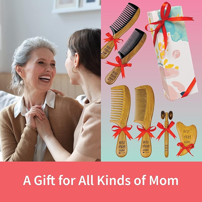 Wooden Comb, Mom Birthday Gifts, Best Mom Ever Gifts, Facial Beauty Roller Skin Care Tools, Mother's Day Present for Mom