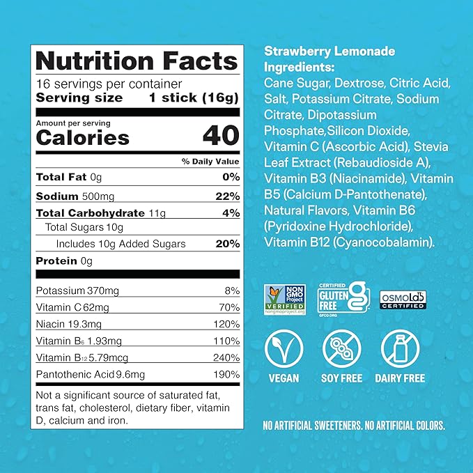 Liquid I.V.® Hydration Multiplier - Strawberry Lemonade | Electrolyte Powder Drink Mix | 1 Pack (16 Servings)