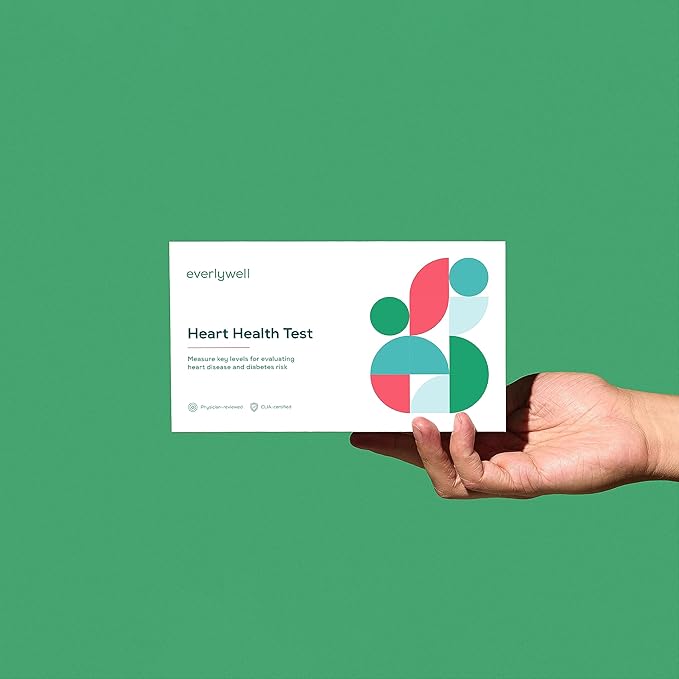 Everlywell Heart Health Test - at Home - CLIA-Certified Adult Test - Discreet Blood Analysis - Results Within Days - Measures Cholesterol, Triglyceride, and HbA1c Levels