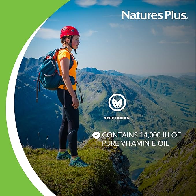 Natures Plus Vitamin E Oil - 14,000 IU, .5 fl oz - Moisturizes Face And Skin, Reduces Brown Spots, Strengthens Nails, Promotes Hair Growth, Antioxidant, Anti-Aging - Vegan