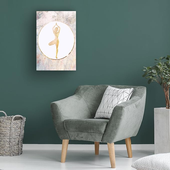 Trademark Fine Art Canvas Wall Art - Sarah Manovski 'Yoga Gold Marble 1' Wall Art for Living Room, Bedroom, or Office Décor