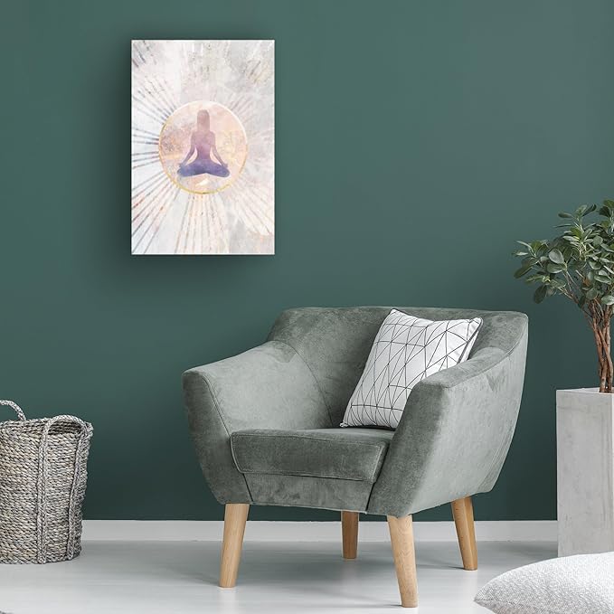 Trademark Fine Art Canvas Wall Art - Sarah Manovski 'Marble Yoga Sun Rays' Wall Art for Living Room, Bedroom, or Office Décor