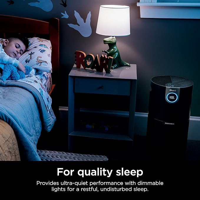 Shark AP1000 Clean Sense Air Purifier MAX, Allergies, HEPA Filter, 1100 Sq Ft, XL Room, Living Room, Whole Home, Captures 99.98% of Particles, Pollutants, Dust, Smoke, Allergens & Smells, Grey