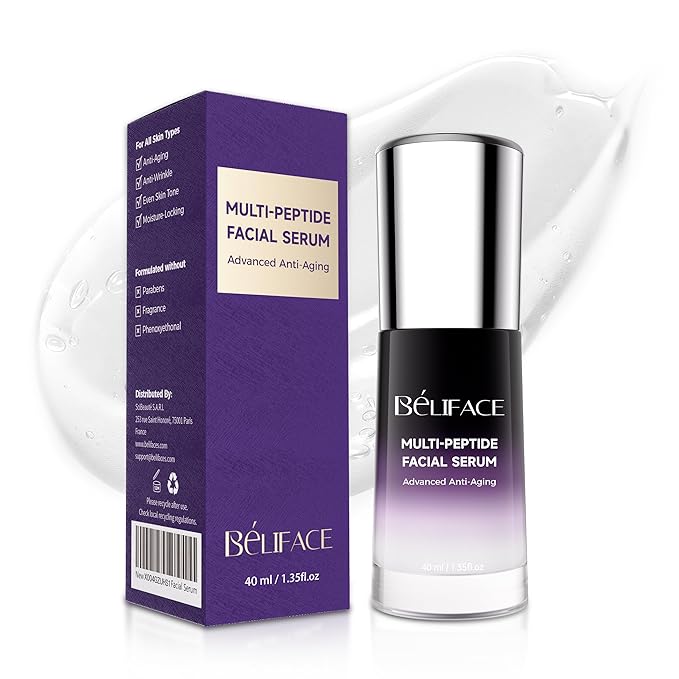 Peptides Serum for Face with Hyaluronic Acid for Fine Lines and Wrinkles, Collagen Boosting Hydrating Face Serum, Anti-aging for All Skin Types, Fragrance Free, 1.35 Fl. Oz