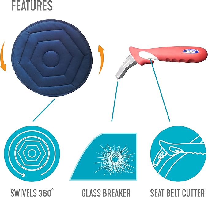 Stander Auto Mobility Combo Pack, Handybar and Swivel Seat Cushion Bundle, Non-Slip Ergonomic Grip for Adults, Seniors, and Elderly, Vehicle Stand Assist Handle and Rotating Cushioned-Seat