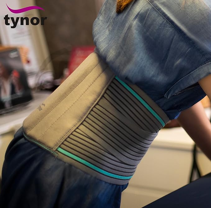 TYNOR Lumbar Support Belt Breathable Compression Lower Back Brace, Adjustable Waist Lumbar Support Brace for Men & Women, Herniated Disc, Sciatica, Back Pain & Heavy Lifting (Medium, Grey)