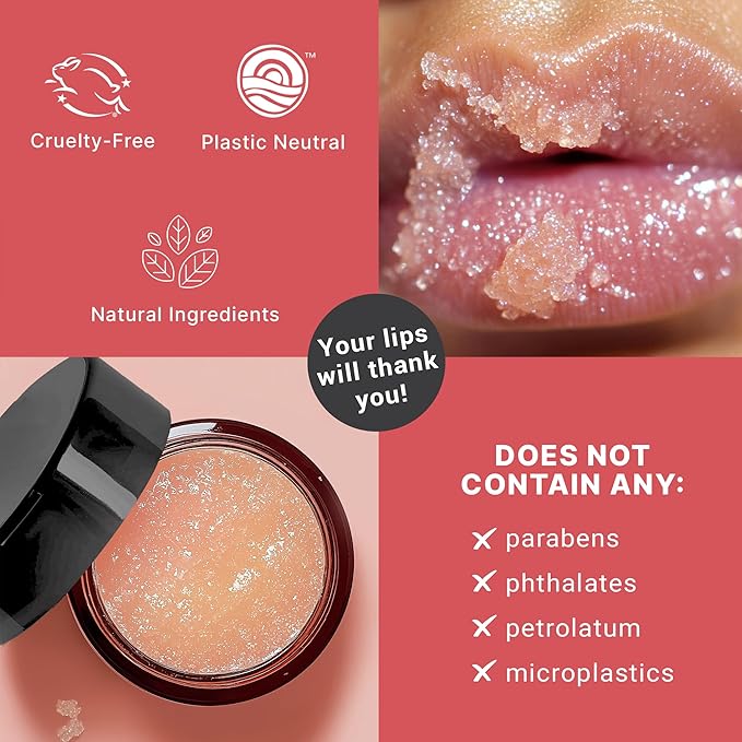 Lip Scrub Berry - USA Made Sugar Lip Scrubber Exfoliator with Natural & Organic Ingredients
