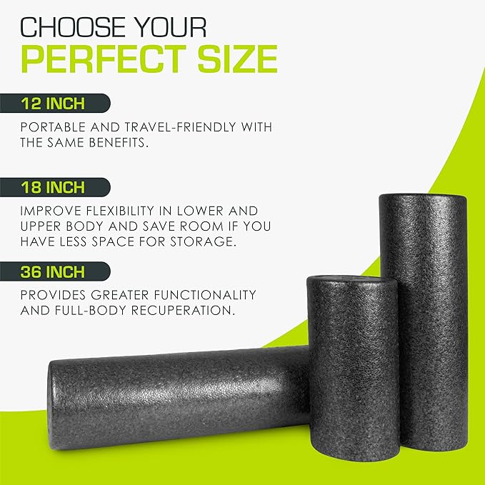 ProsourceFit High Density Foam Rollers 18 - inches Long, Firm Full Body Athletic Massager for Back Stretching, Yoga, Pilates, Post Workout Trigger Point Release, Pink