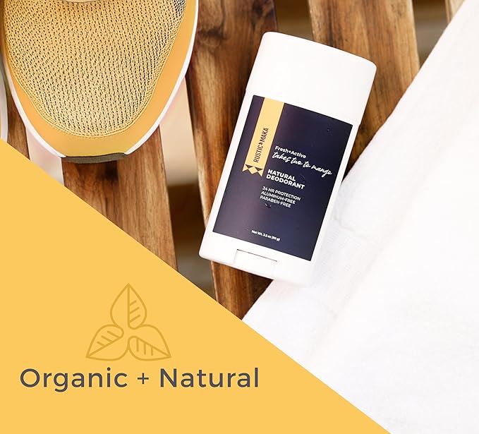 Rustic MAKA Natural Deodorant, Takes Two To Mango (Mango + Lime), Free of Aluminum, Baking Soda & Parabens, Activated Charcoal + Magnesium, Continuous Odor Control, 3-Pack