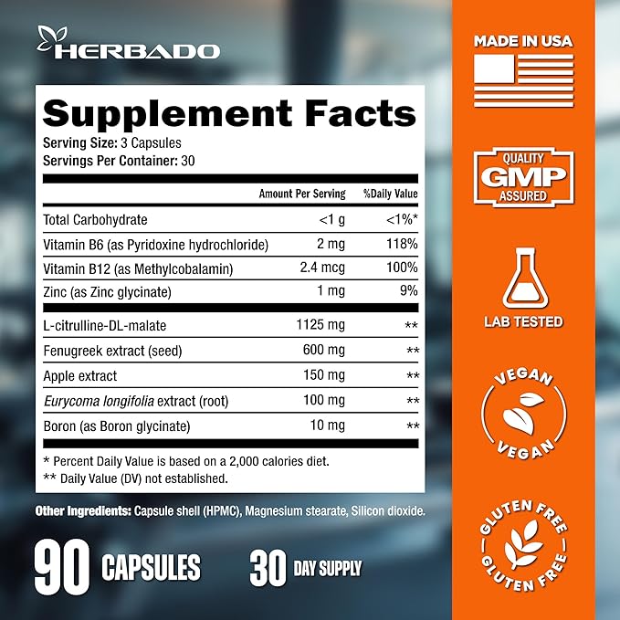 Testosterone Booster Supplement for Men - Male Enhancing Pills - Muscle Builder, Workout, Energy, Libido, Strength - Vitamin B6 B12, Zinc, Tongkat Ali, Fenugreek + More - Total Test Boost, 90 Capsules