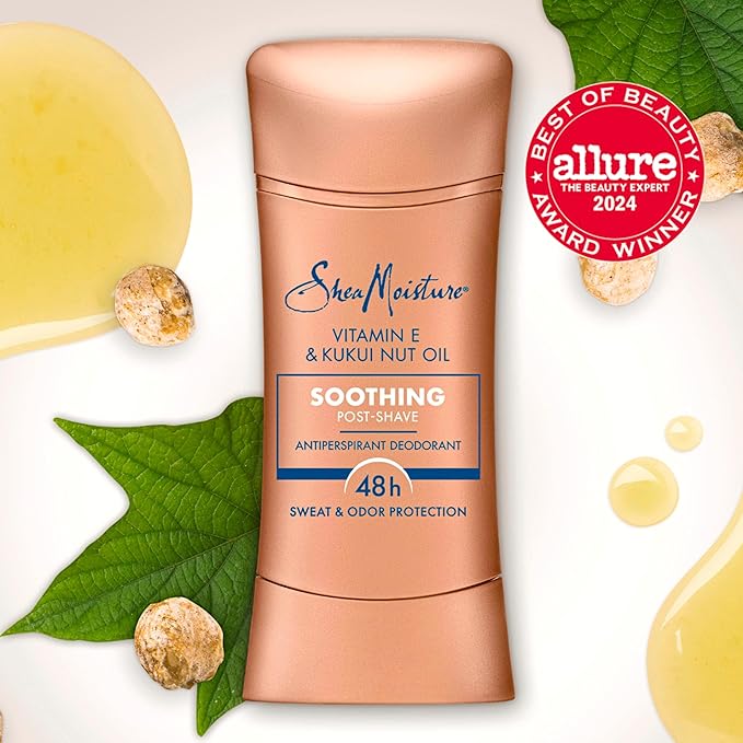 SheaMoisture Antiperspirant Deodorant Stick Soothing Vitamin E & Kukui Nut Oil, 2 count for 48HR Sweat & Odor Protection with No Parabens & No Mineral Oil 2.6 oz