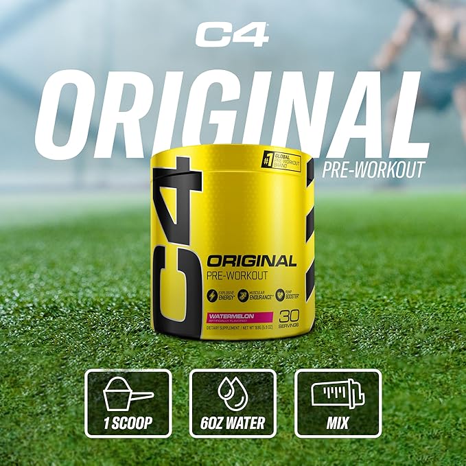 Cellucor C4 Original Pre Workout Powder Watermelon Sugar Free Preworkout Energy Supplement for Men & Women 150mg Caffeine + Beta Alanine + Creatine 30 Servings