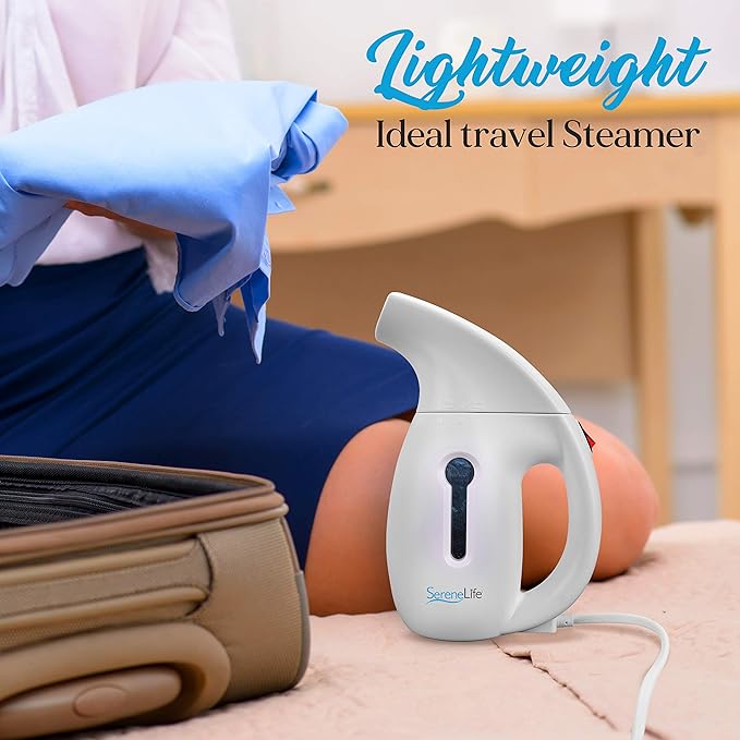 SereneLife Portable Handheld Fabric Steamer - 180ml Water Tank Capacity Compact Lightweight Travel Steamer Handheld Water Vapor Garment Steamer, Wrinkle Remover For Clothes Furniture Curtain - PSTMH17
