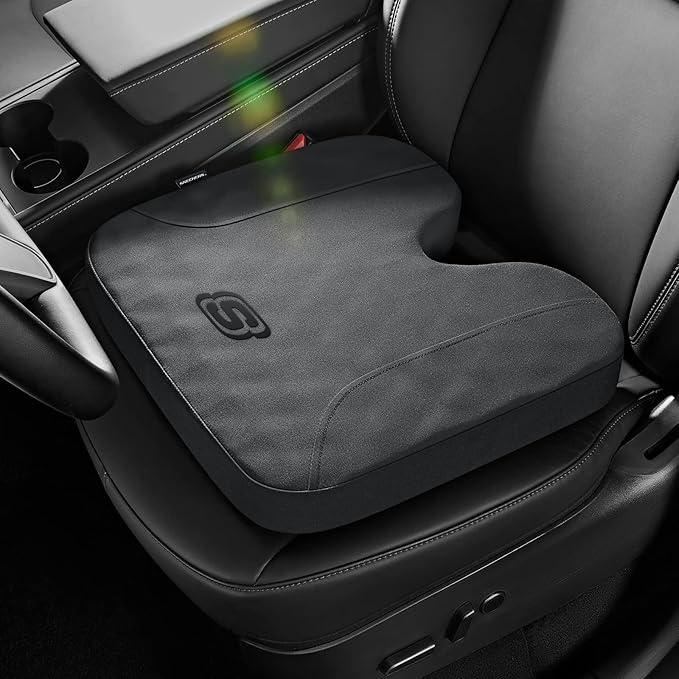 Skechers™ Memory Foam Seat Cushion with 3D Duplex Chinlon Cover, Ultimate Premium Coccyx Cushion for Tailbone Pain - Gray Seat Pad for Car, Office Chair, Wheelchair - Sciatica & Back Pain Relief