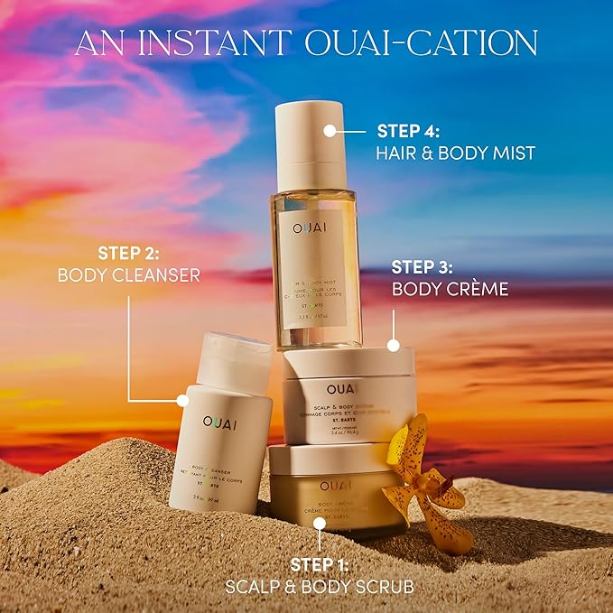 OUAI Body Creme, St. Barts Travel Size - Hydrating Whipped Body Cream with Cupuaçu Butter, Coconut Oil & Squalane - Softens Skin & Delivers Radiant Glow - Sulfate-Free Skin Care (3.4 oz)