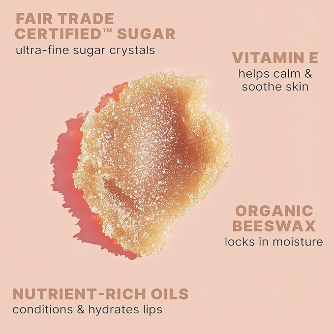 Lip Scrub Vanilla - USA Made Sugar Lip Scrubber Exfoliator with Natural & Organic Ingredients