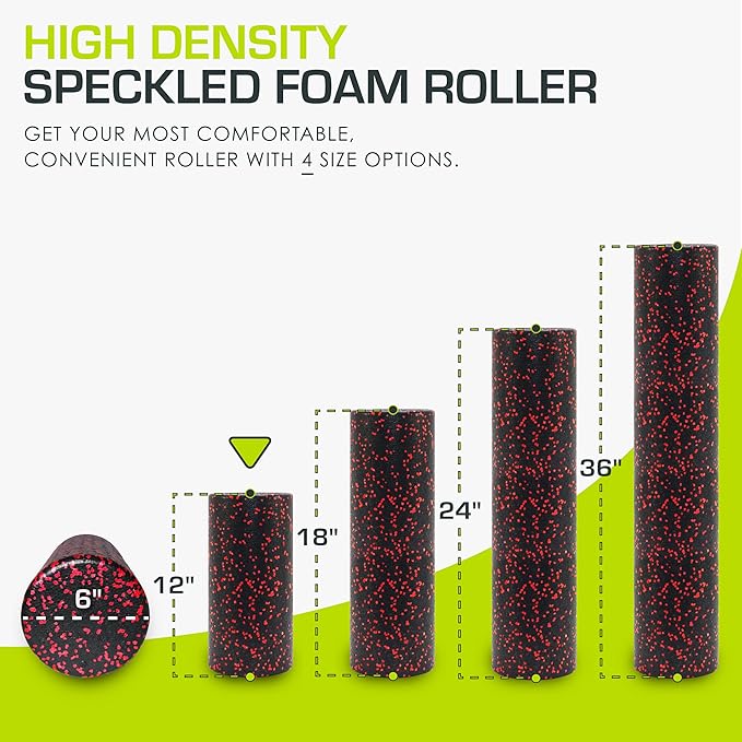 ProsourceFit High Density Foam Rollers 18 - inches Long, Firm Full Body Athletic Massager for Back Stretching, Yoga, Pilates, Post Workout Trigger Point Release, Pink