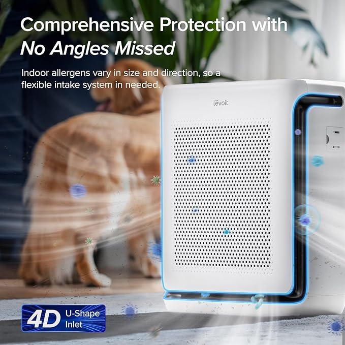 LEVOIT Air Purifiers for Home Large Room Up to 1878 Ft² with Washable Pre-Filter, AHAM VERIFIDE, Air Quality Monitor, HEPA Sleep Mode for Allergies, Pet Hair in Bedroom, Vital 200S-P, White