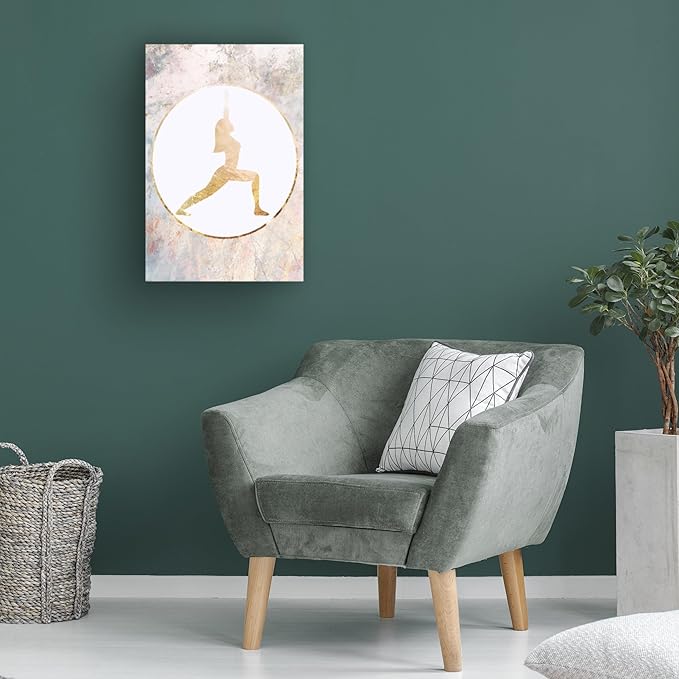 Trademark Fine Art Canvas Wall Art - Sarah Manovski 'Yoga Gold Marble 3' Wall Art for Living Room, Bedroom, or Office Décor