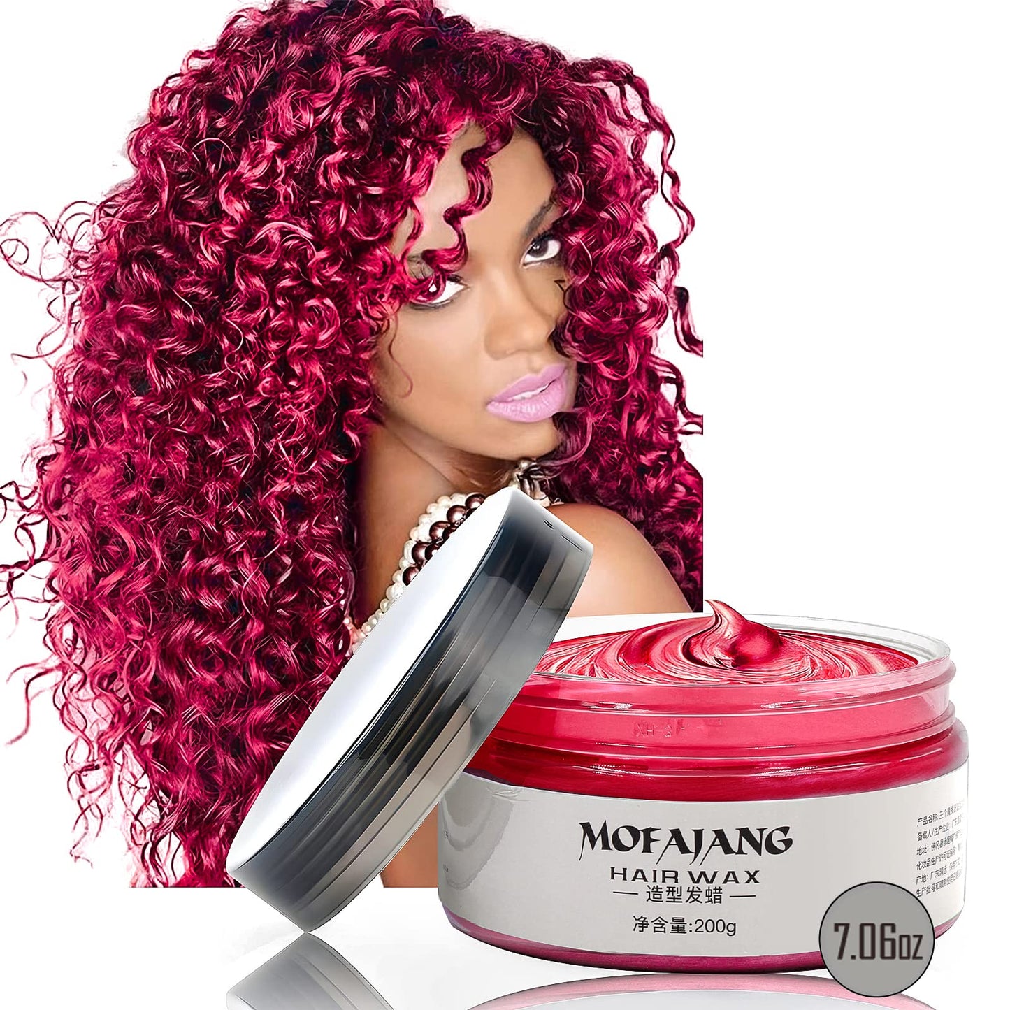 Red Temporary Hair Dye Wax Natural Instant Hair Color Wax Pomades 7.06 oz, Hair Styling Clay for Party, Cosplay, Halloween, Christmas