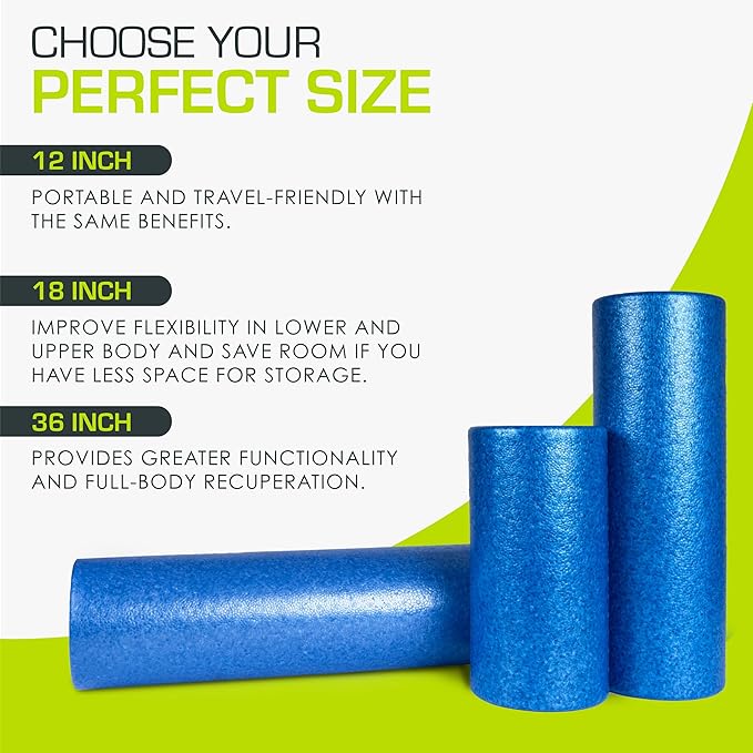 ProsourceFit High Density Foam Rollers 18 - inches Long, Firm Full Body Athletic Massager for Back Stretching, Yoga, Pilates, Post Workout Trigger Point Release, Pink