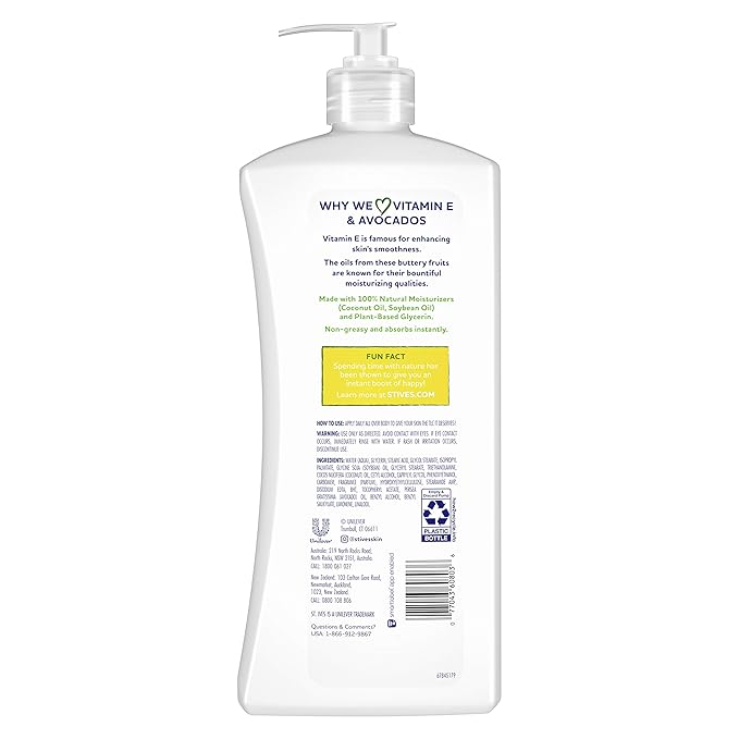St. Ives Hydrating Hand & Body Lotion Moisturizer for Dry Skin Vitamin E & Avocado Made with 100% Natural Moisturizers 21 oz (pack of 4)