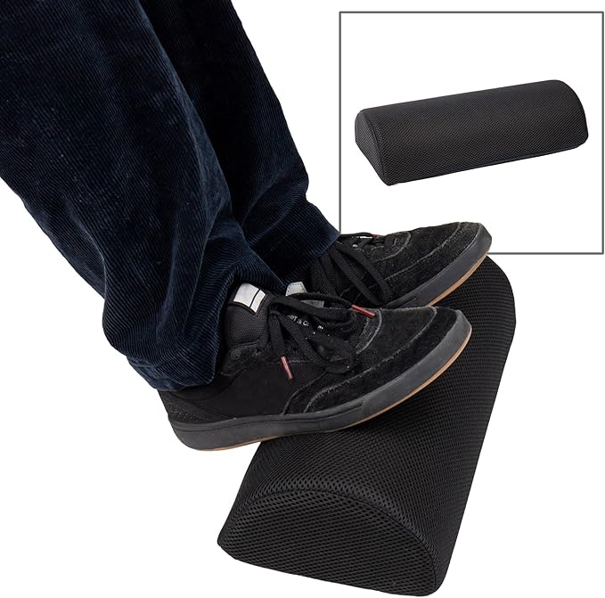Mind Reader Foot Rest, Foot Stool, Under Desk at Work, Ergonomic, Adjustable, Office, Foam, 7.5" L x 16.75" W x 3.75" H, Black