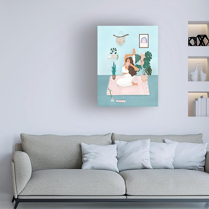 Trademark Fine Art Canvas Wall Art - Petra Lizde 'Yoga Time' Wall Art for Living Room, Bedroom, or Office Décor