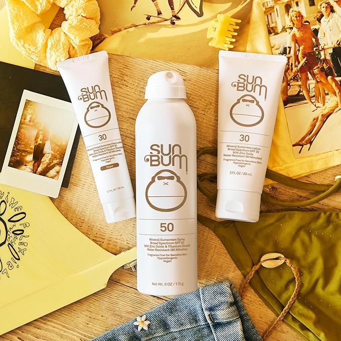 Sun Bum Mineral SPF 30 Sunscreen Body Lotion - Broad Spectrum Moisturizing Facial Sunscreen with Vitamin E - Vegan and Hawaii 104 Act Compliant (Without Octinoxate & Oxybenzone) - Travel Friendly 3 oz