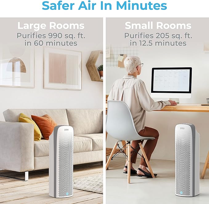 Pure Enrichment PureZone Elite Air Purifier and Filter Bundle - True HEPA Large Room Tower with Air Quality Monitor, 4 Stage Filtration and UV-C Light, Helps Destroy Bacteria, Smoke, Pollen & Dust