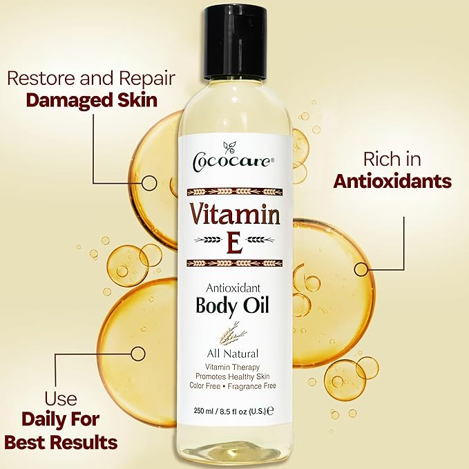 Cococare Natural Vitamin E Antioxidant Body Oil - Vitamin Therapy for All Skin Types - 8.5 fl oz - Pack of 6