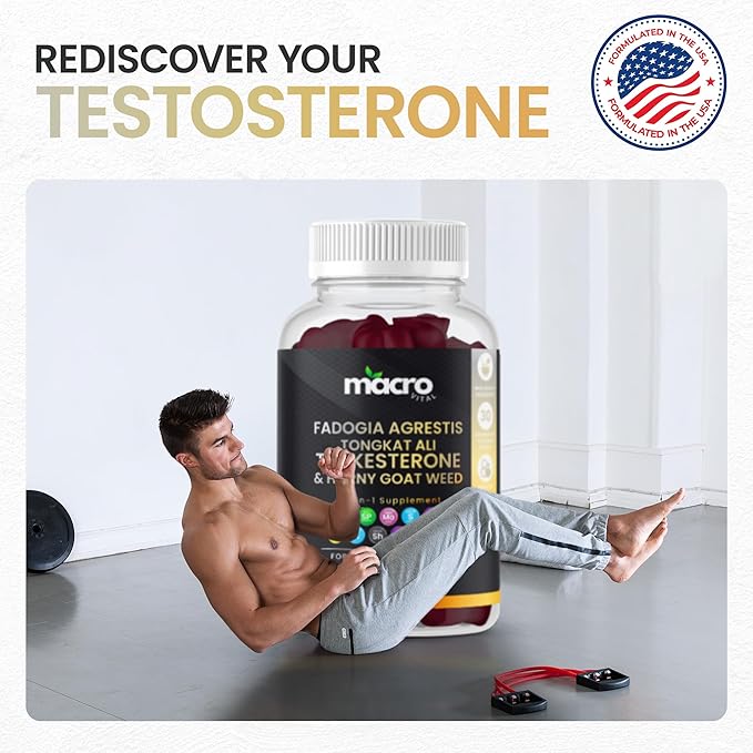 Testosterone Booster Supplement for Men,10x Strength Masculinity Boost, Turkesterone, Tongkat Ali, Horny Goat Weed, Maca Root, Tribulus,Muscle Builder+Testo Gummies 60Ct