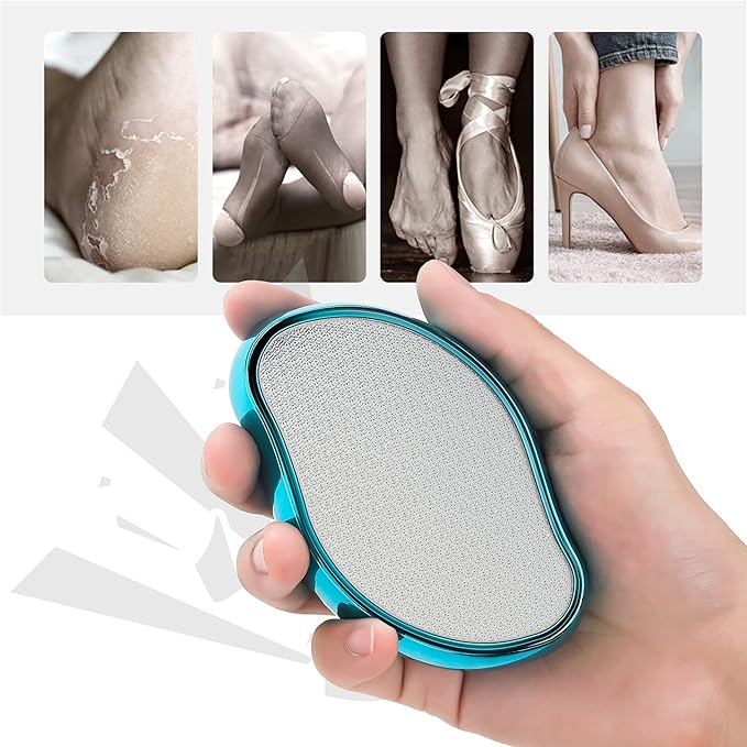 BEZOX Glass Foot File, Foot Scrubber for Dead Skin, Pedicure File Callus Remover for Wet and Dry Feet, Portable Nano Crystal Pumice Stone for Cracked Heel - Shinning Blue