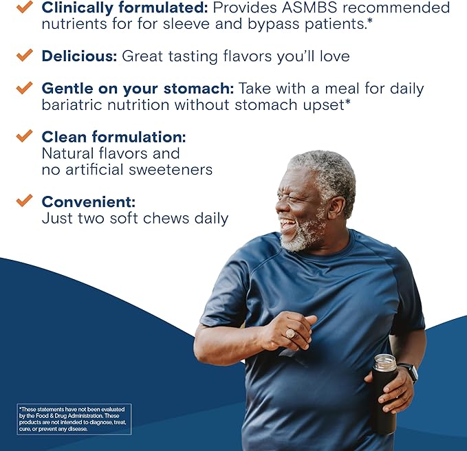 Bariatric Fusion Bariatric Multivitamin Soft Chew | Watermelon Fruit Flavor | Chewy for Post Bariatric Surgery Patients Including Gastric Bypass and Sleeve Gastrectomy | 60 Count | 1 Month Supply