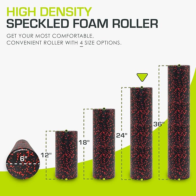 ProsourceFit High Density Foam Rollers 18 - inches Long, Firm Full Body Athletic Massager for Back Stretching, Yoga, Pilates, Post Workout Trigger Point Release, Pink