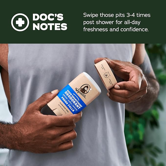 Dr. Squatch Natural Deodorant for Men - Odor-Squatching Aluminum Free - Rainforest Rapids & Fresh Falls (2.65 oz, 2-Pack)