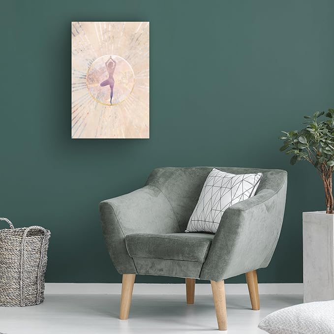 Trademark Fine Art Canvas Wall Art - Sarah Manovski 'Beige Yoga Sun Rays' Wall Art for Living Room, Bedroom, or Office Décor