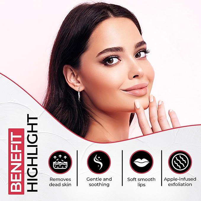 Lip Care Kit – 2-in-1 Lip Scrub and Lip Balm Set – Apple Lip Exfoliator and Peach Lip Balm Hydrating – Complete Set for Gentle Exfoliation and Moisturizing