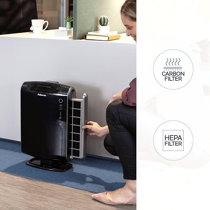 Fellowes AeraMax 190 Air Purifier for Mold, Odors, Dust, Smoke, Allergens and Germs with True HEPA Filter and 4-Stage Purification, Medium-size Room 200-400 sq. ft., Black