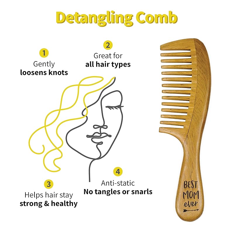 Wooden Comb, Mom Birthday Gifts, Best Mom Ever Gifts, Facial Beauty Roller Skin Care Tools, Mother's Day Present for Mom