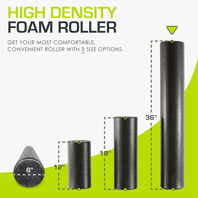 ProsourceFit High Density Foam Rollers 18 - inches Long, Firm Full Body Athletic Massager for Back Stretching, Yoga, Pilates, Post Workout Trigger Point Release, Pink