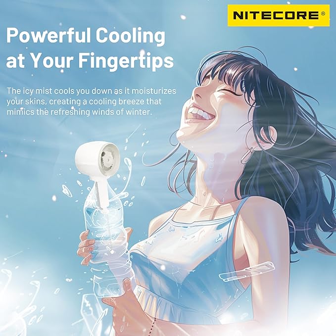 Nitecore izzCool 10 Pro Portable Air Humidifier Misting Fan Air Conditioner 4000mAh Water Spray Mist Cooling Fan Handheld Desktop (White)