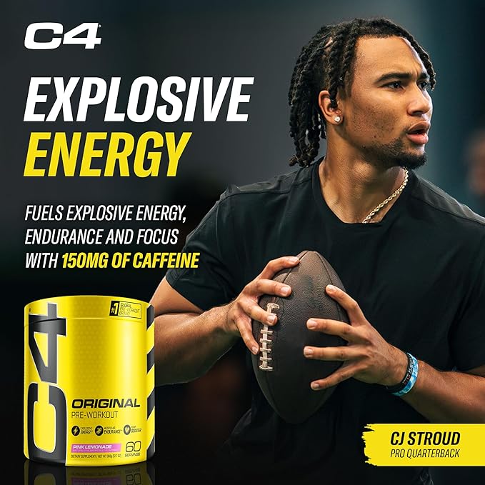 Cellucor C4 Original Pre Workout Powder Pink Lemonade Vitamin C for Immune Support Sugar Free Preworkout Energy for Men & Women 150mg Caffeine + Beta Alanine + Creatine 60 Servings