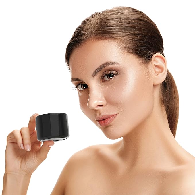 Black Jars, Cosmetic Containers With Lids, 2 Oz Jars With Lids, Body Butter Containers, For Lotion, Cream, Salve, Makeup, Powder, Travel, Body Scrub, Lip Scrub, Lip Balm, Beauty, Small, Empty, 24 Pack